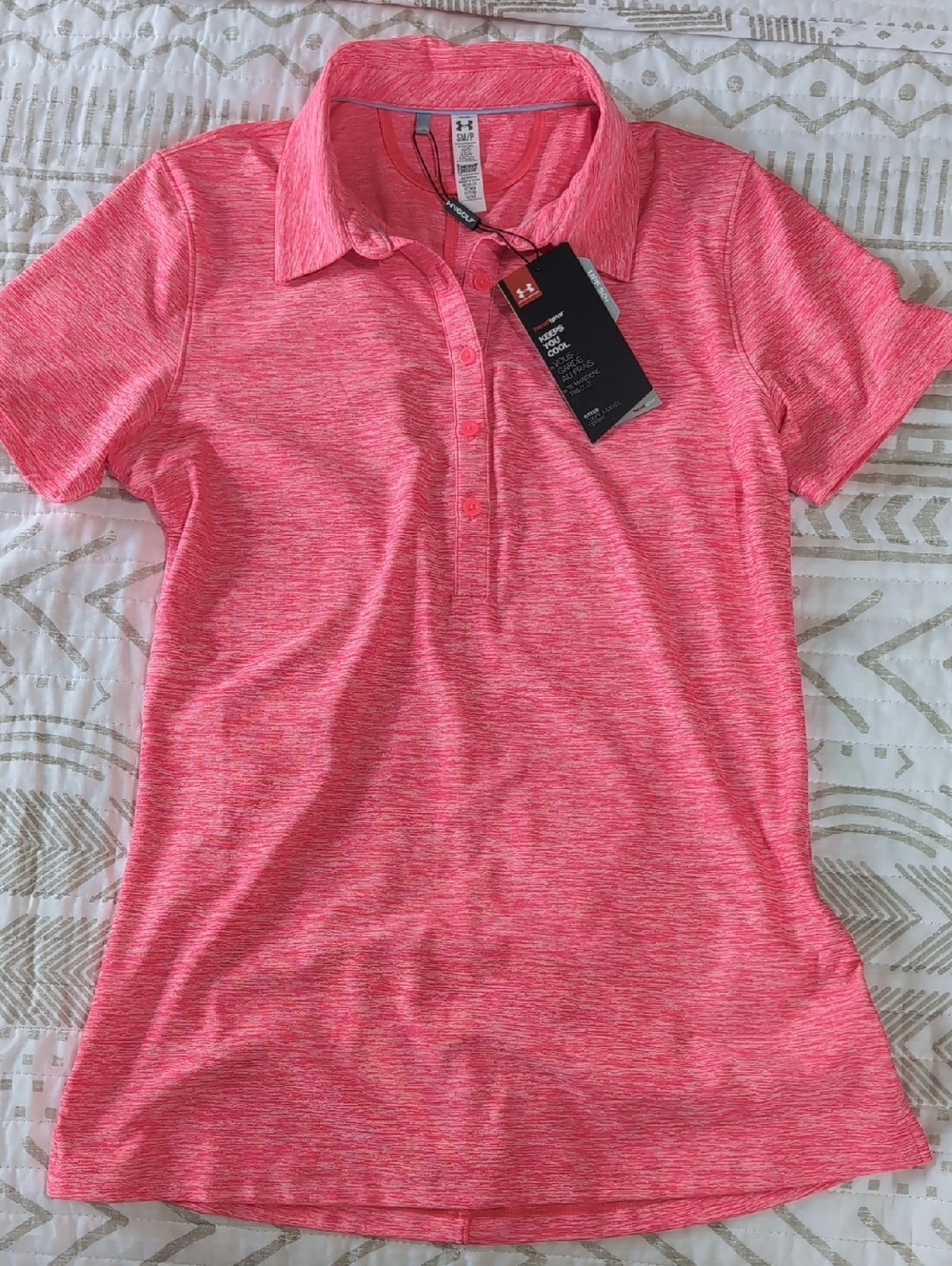 Under Armour Women’s Neon Pink Heather Polo Shirt
